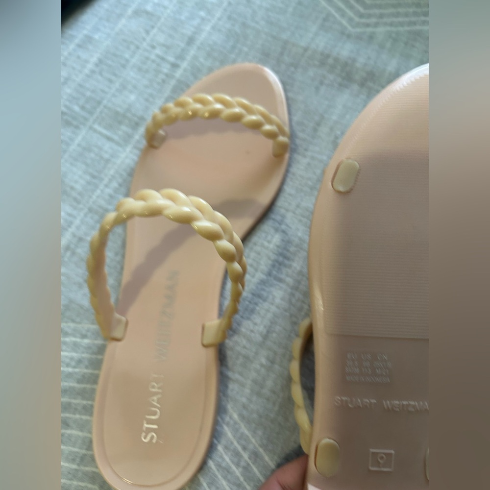 Stuart Weitzman Braida Sawyer Jelly Sandal Slide Poudre Neutral Beige Cream sz 9 - Picture 6 of 13
